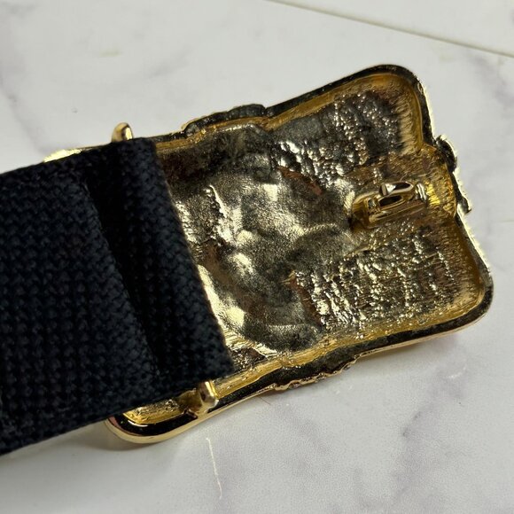 90s CARLISLE Gold Plated Rhinestone BOW Present Sculptural Buckle & Belt Strap P main image 11